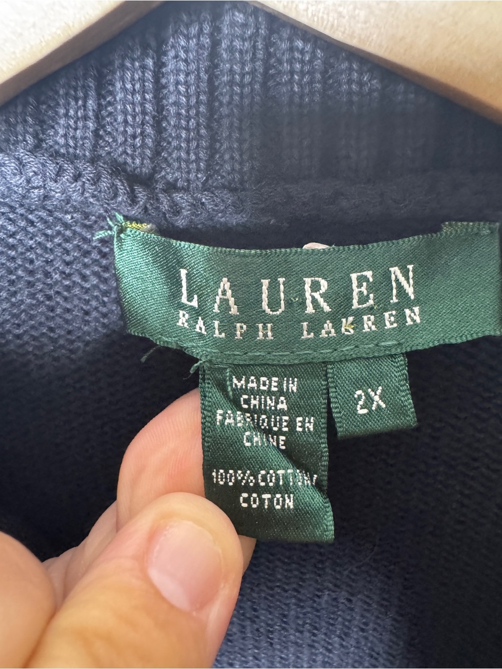 Lauren Ralph Lauren Womens 2X Black Cotton Cardigan Sweater Crest Buttons Collar - Picture 2 of 6